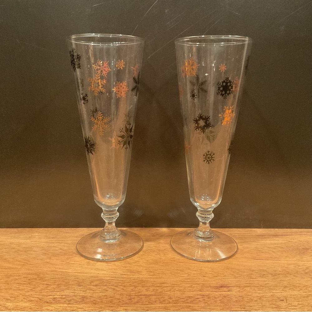 Vintage Atomic Snowflake Pilsner Glasses